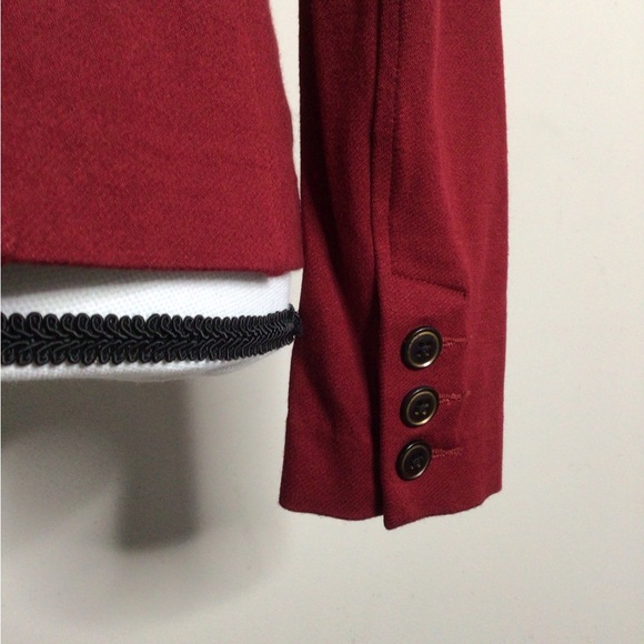 CAbi The Outing Asymmetrical Tailored Ponte Blazer Size 6 Deep Rhubarb Pockets - Picture 10 of 13